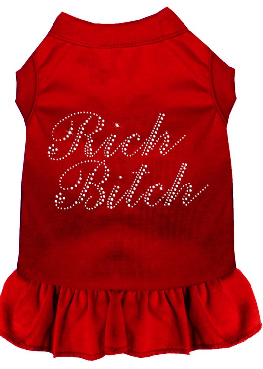 Rhinestone Rich Bitch Dress Red XXL